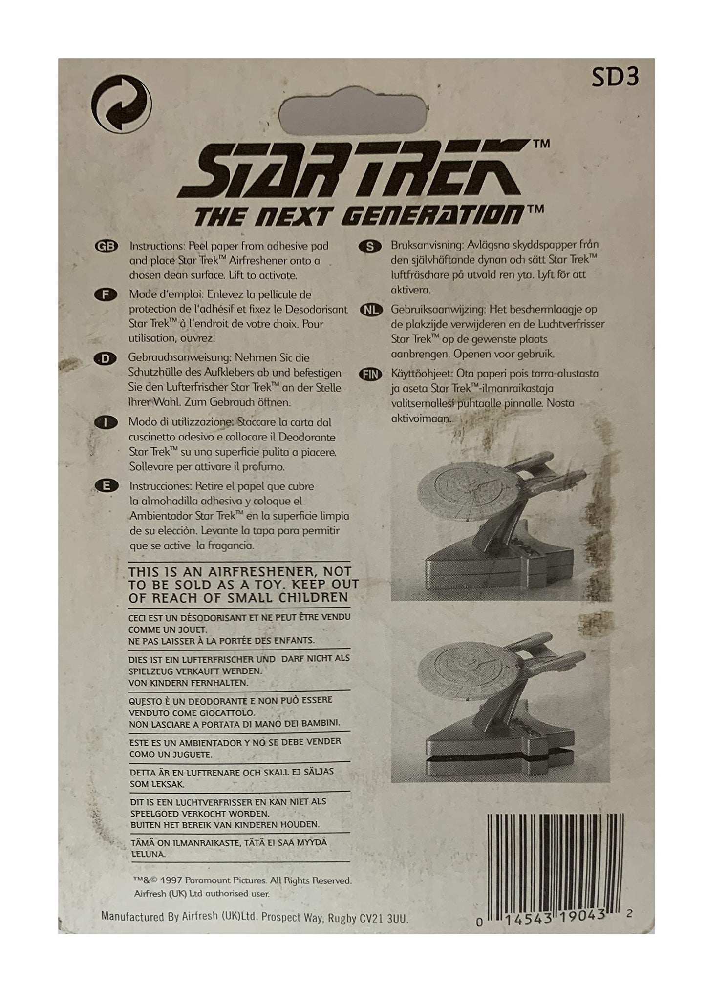 Vintage 1997 Star Trek The Next Generation USS Enterprise NCC-1701-D Car Airfreshener - Shop Stock Room Find