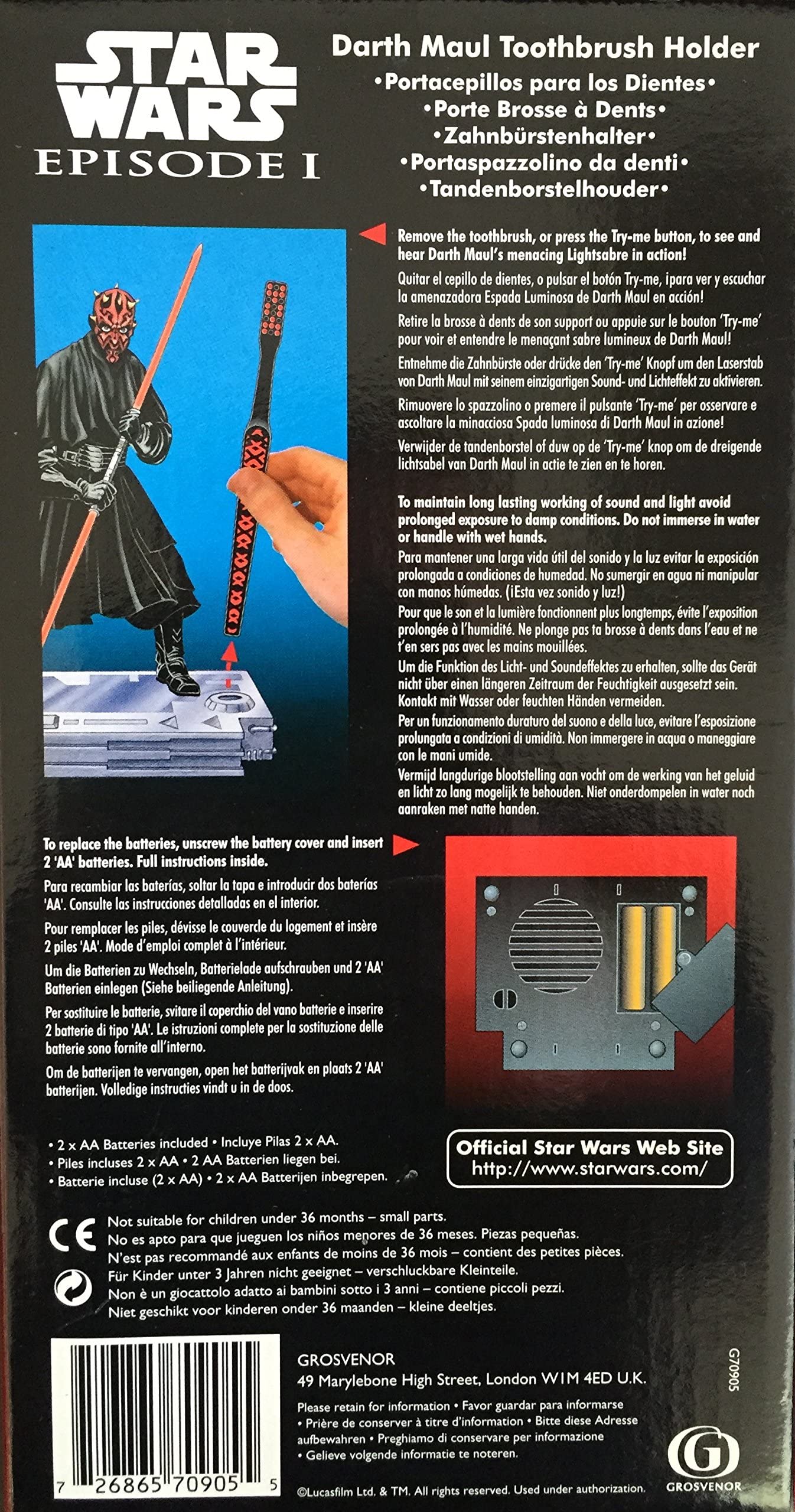 Vintage 1999 Star Wars Episode 1 The Phantom Menace Darth Maul Electronic Toothbrush Holder And Toothbrush -Brand New Factory Sealed Shop Stock Room Find