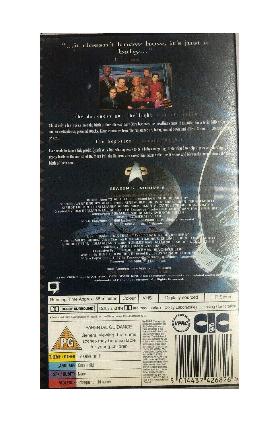 Vintage 1997 Star Trek Deep Space Nine Double Episode VHS Video Cassette Vol 5.6 - The Darkness And The Light / The Begotten - Former Shop Stock