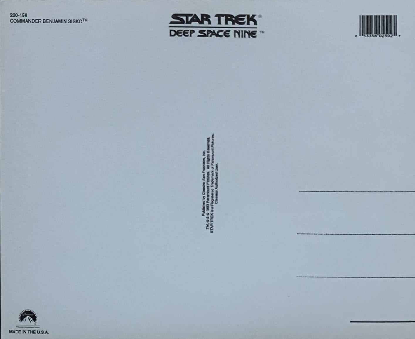 Vintage 1993 Star Trek Deep Space Nine Commander Benjamin Sisko Large Glossy Postcard Photo 10 x 8 Inches - Brand New Shop Stock Room Find