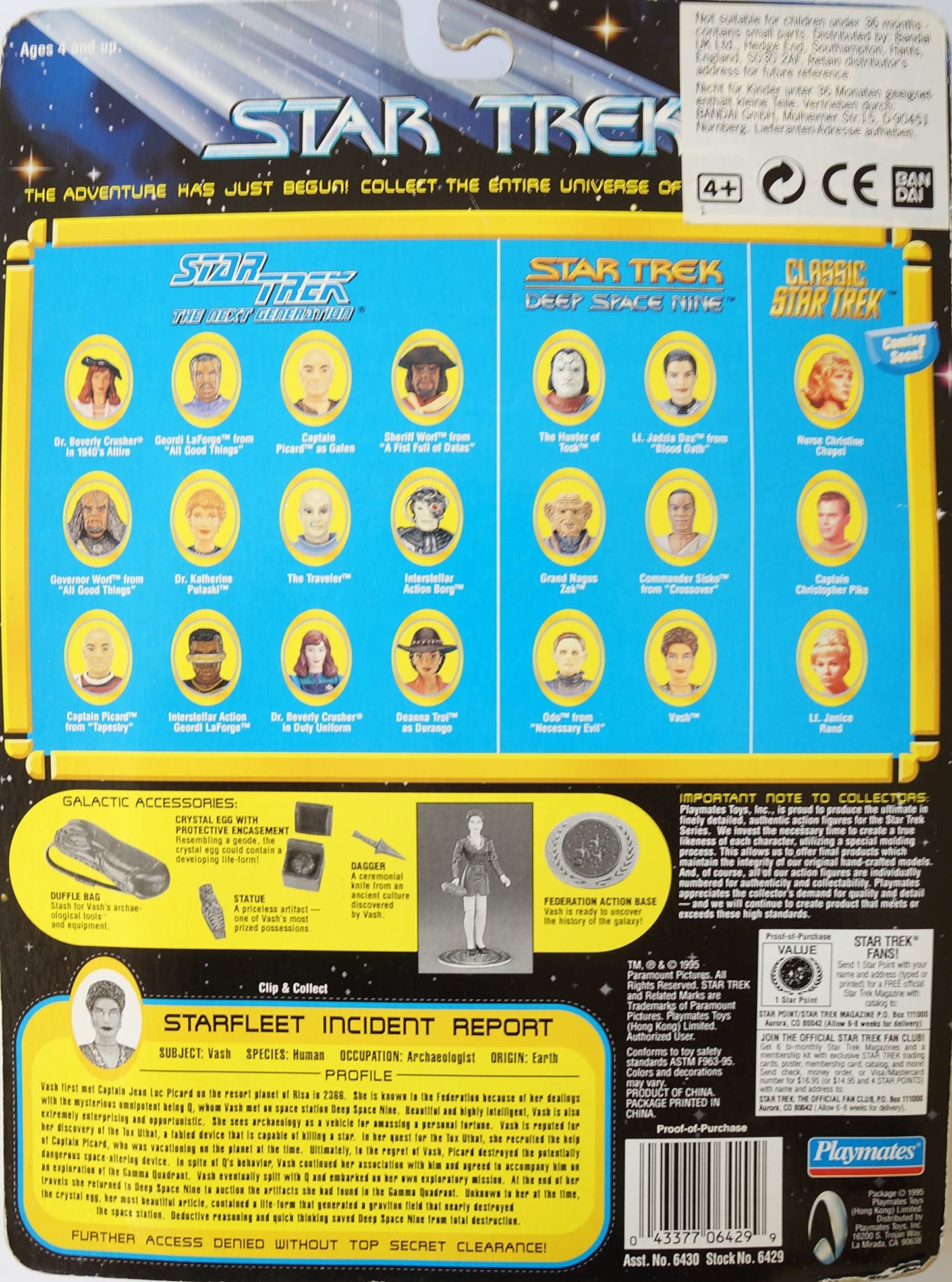 Vintage Star Trek Deep Space Nine Lieutenant Vash The Mysterious Galactic Archaeologist Action Figure - Brand New Shop Stock Room Find