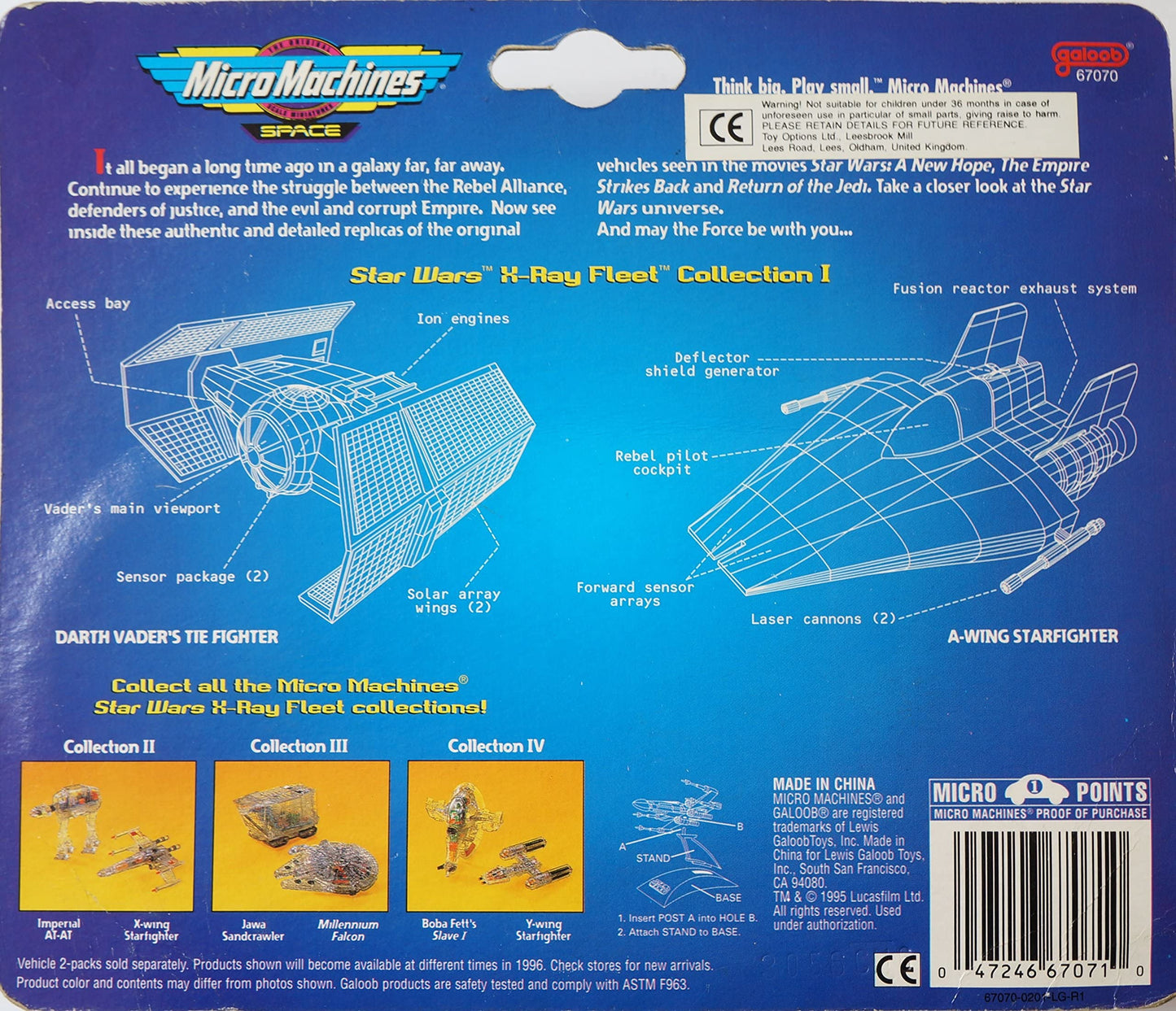 Vintage Star Wars Micro Machines X-Ray Fleet Collection 1 Darth Vader's Tie Fighter And A-Wing Starfighter - Brand New Shop Stock Room Find