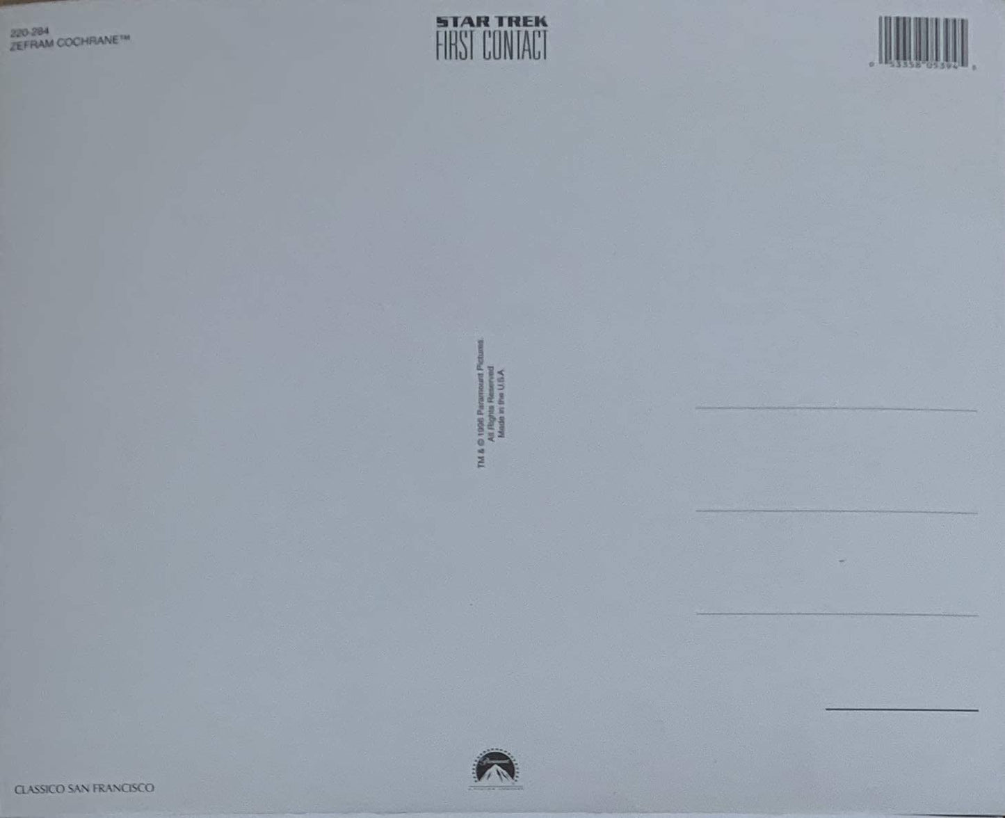 Vintage 1996 Star First Contact Zefram Cochrane Glossy Postcard Photo 10 x 8 Inches - Brand New Shop Stock Room Find