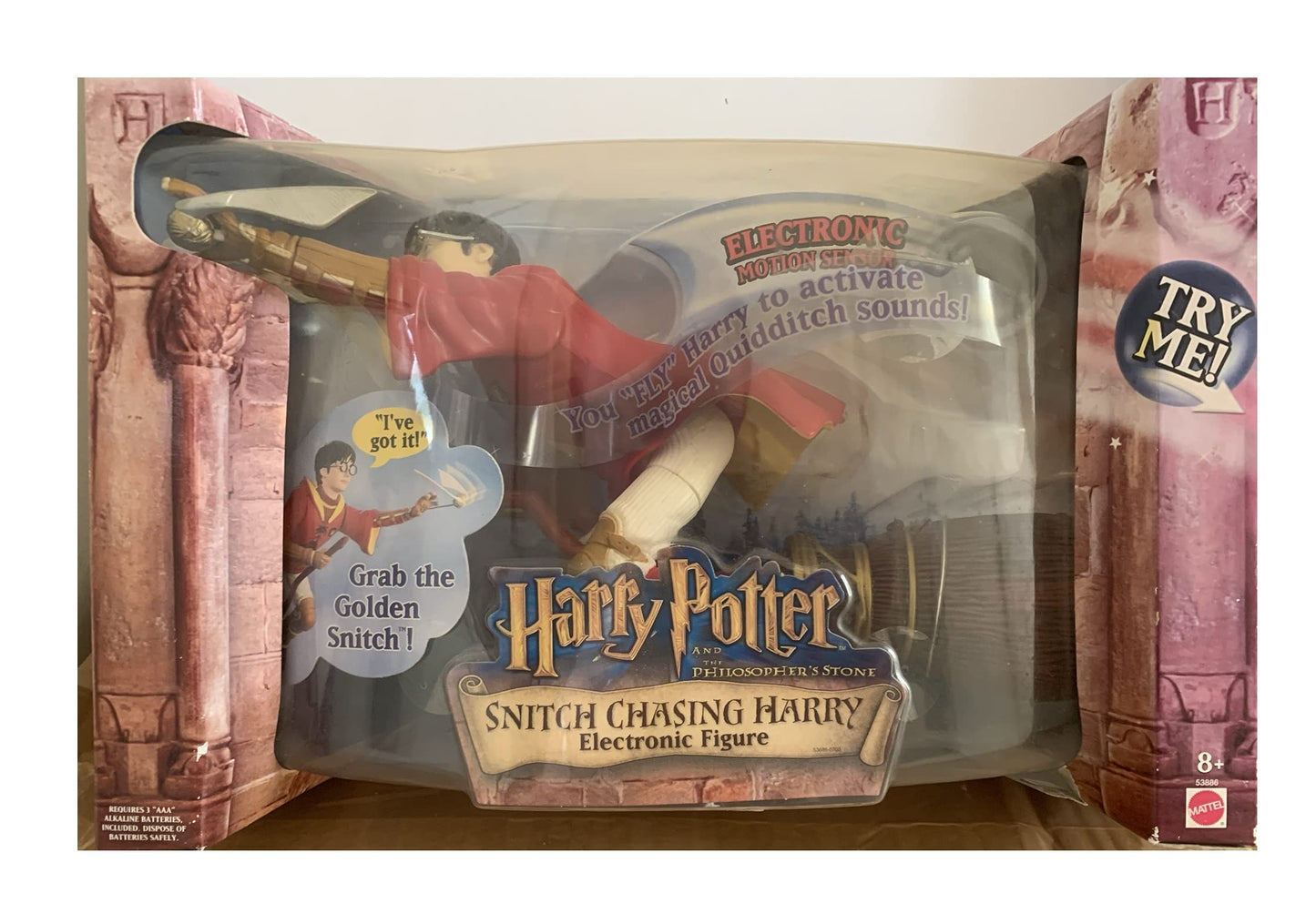 Vintage 2001 Mattel Harry Potter And The Philosphers Stone Snitch Chasing Harry Electronic Figure - Factory Sealed Shop Stock Room Find