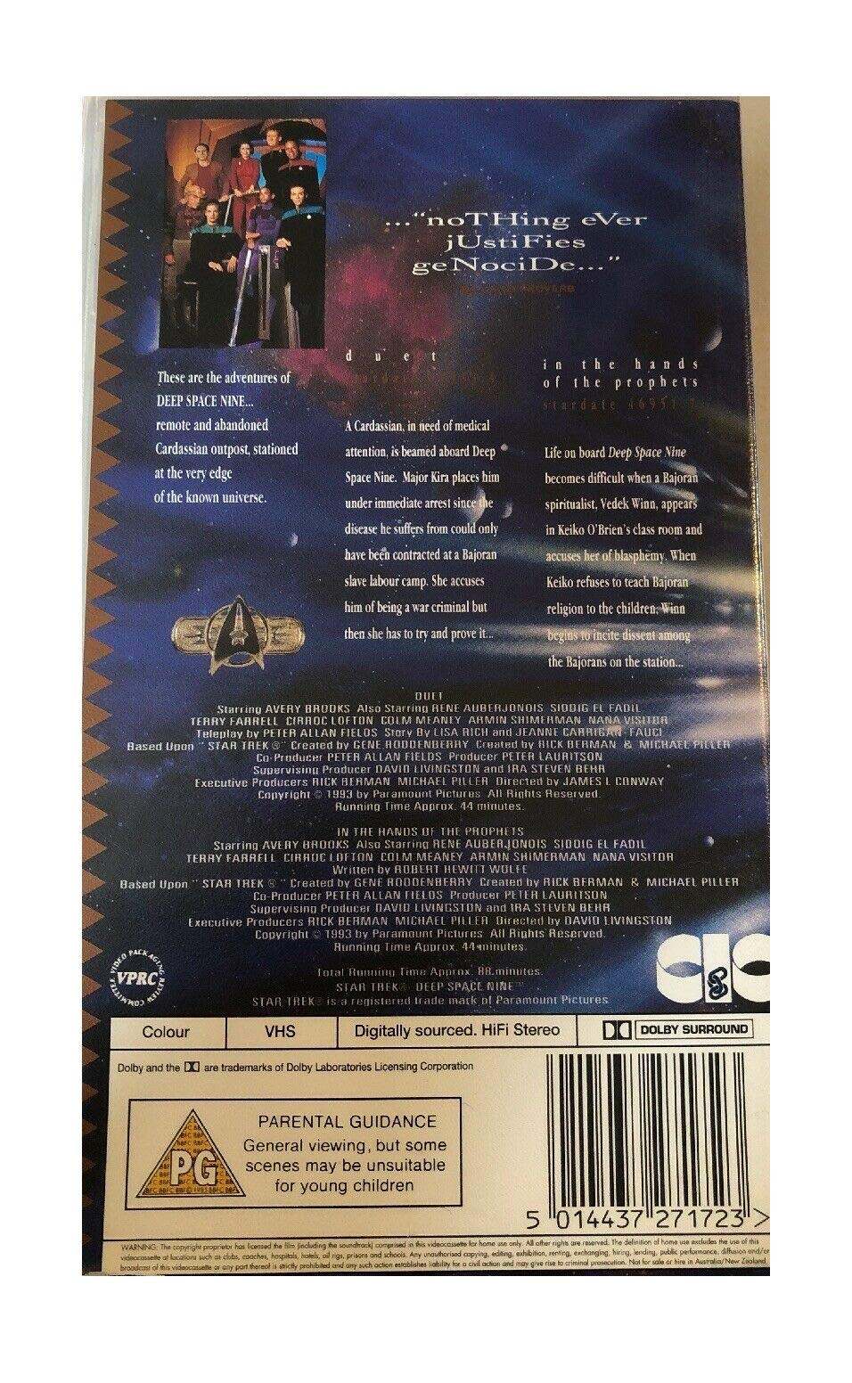 Vintage 1993 Star Trek Deep Space Nine Double Episode VHS Video Cassette Vol 10 - Duet / In The Hands Of The Prophets - Former Shop Stock