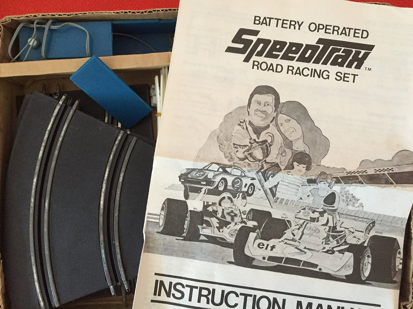 Vintage 1970's Eagleton Toys Formula 500 Battery Operated Sppedtrax Racing Set. Complete In Original Box.