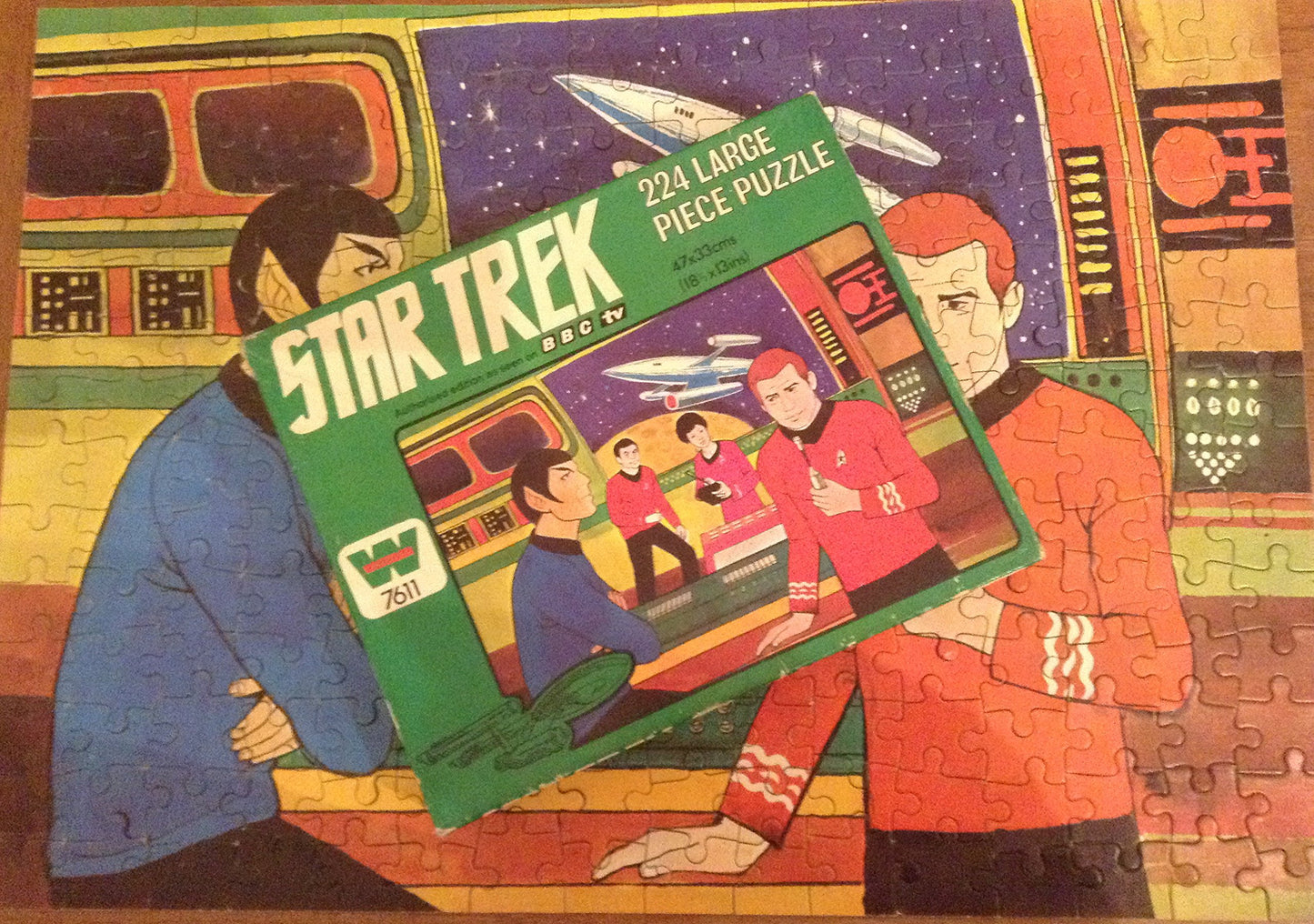 Star Trek Vintage 1975 Whitman 224 Piece Fully Interlocking Jigsaw Puzzle Number 7611 The Bridge And Crew