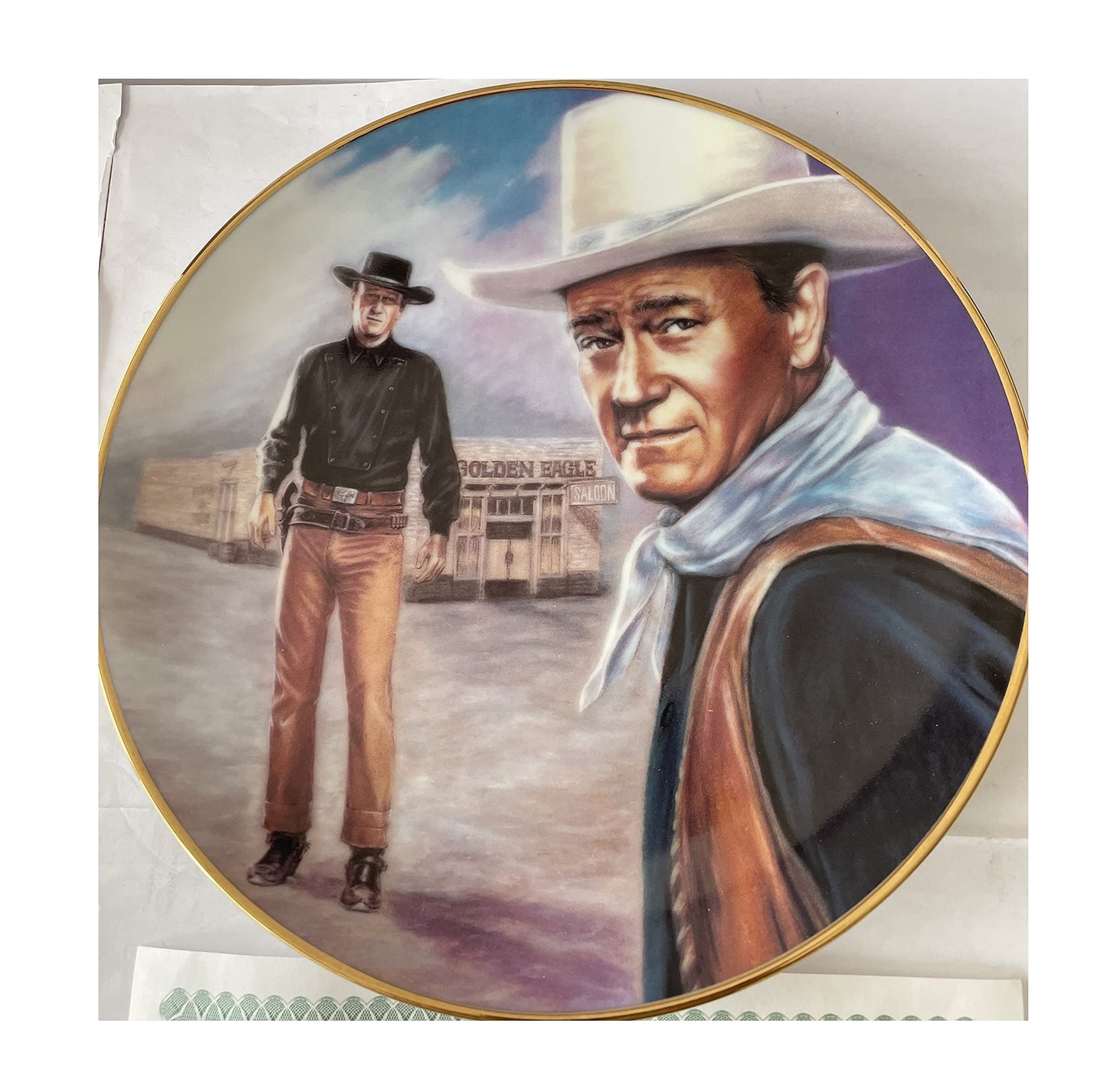 Vintage 1991 Showdown With Laredo Limited Edition Collectable Plate - Angel And The Badmsn - John Wayne As Quirt Evans - Shop Stock Room Find