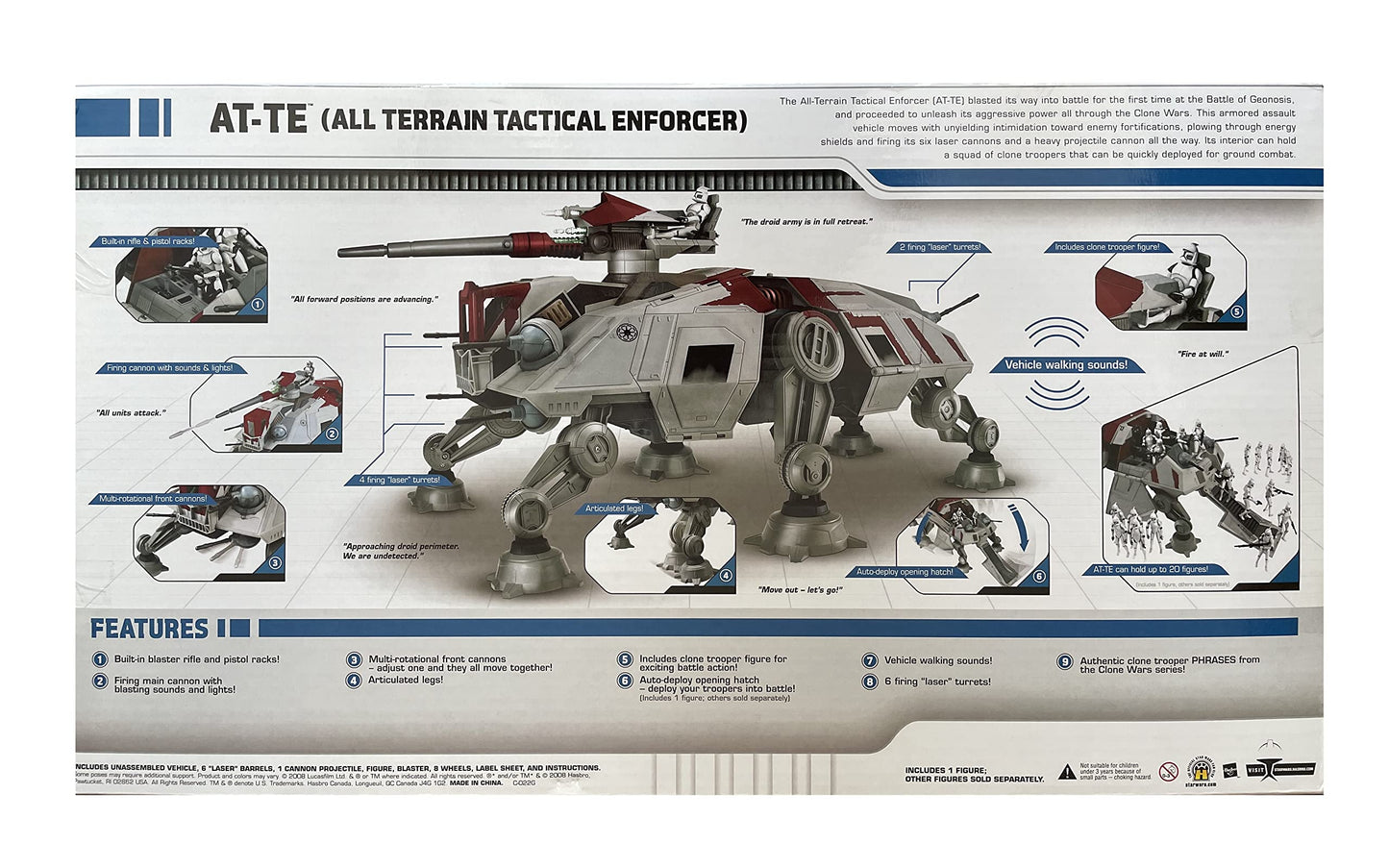 Vintage Star Wars 2008 The Clone Wars AT-TE - All Terrain Tactical Enforcer Vehicle - Brand New Factory Sealed Shop Stock Room Find
