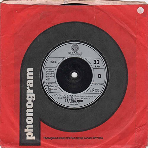 Status Quo A.Side Rock N Roll, B.Side Hold You Back - And Backwater, Vertigo Records Label 1980, 7 inch vinyl Single.