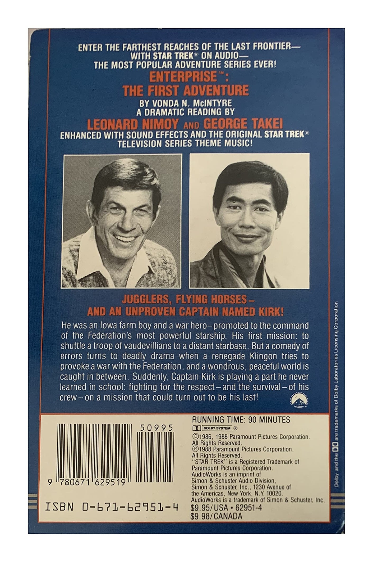 Vintage 1988 Star Trek Enterprise : The First Adventure - Simon & Schuster Audio Cassette Read By Leonard Nimoy and George Takei - Shop Stock Room Find