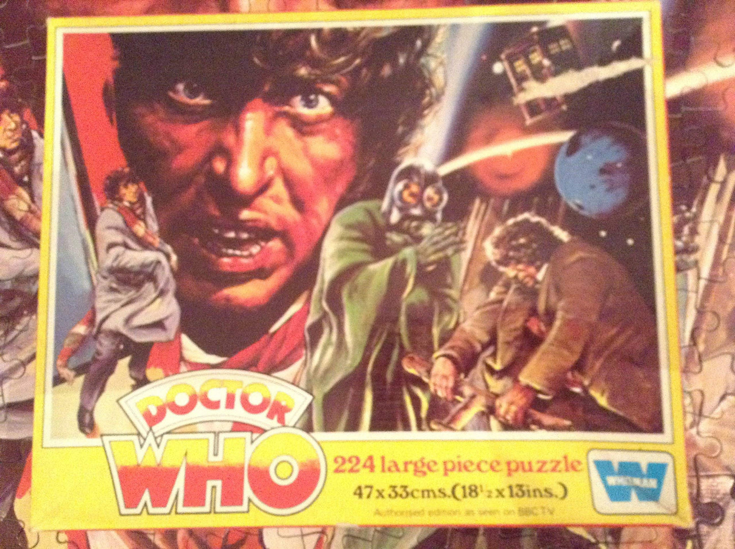 Doctor Who Vintage 1977 Whitman 224 Large Piece Jigsaw Puzzle Featuring Tom Baker As The Doctor