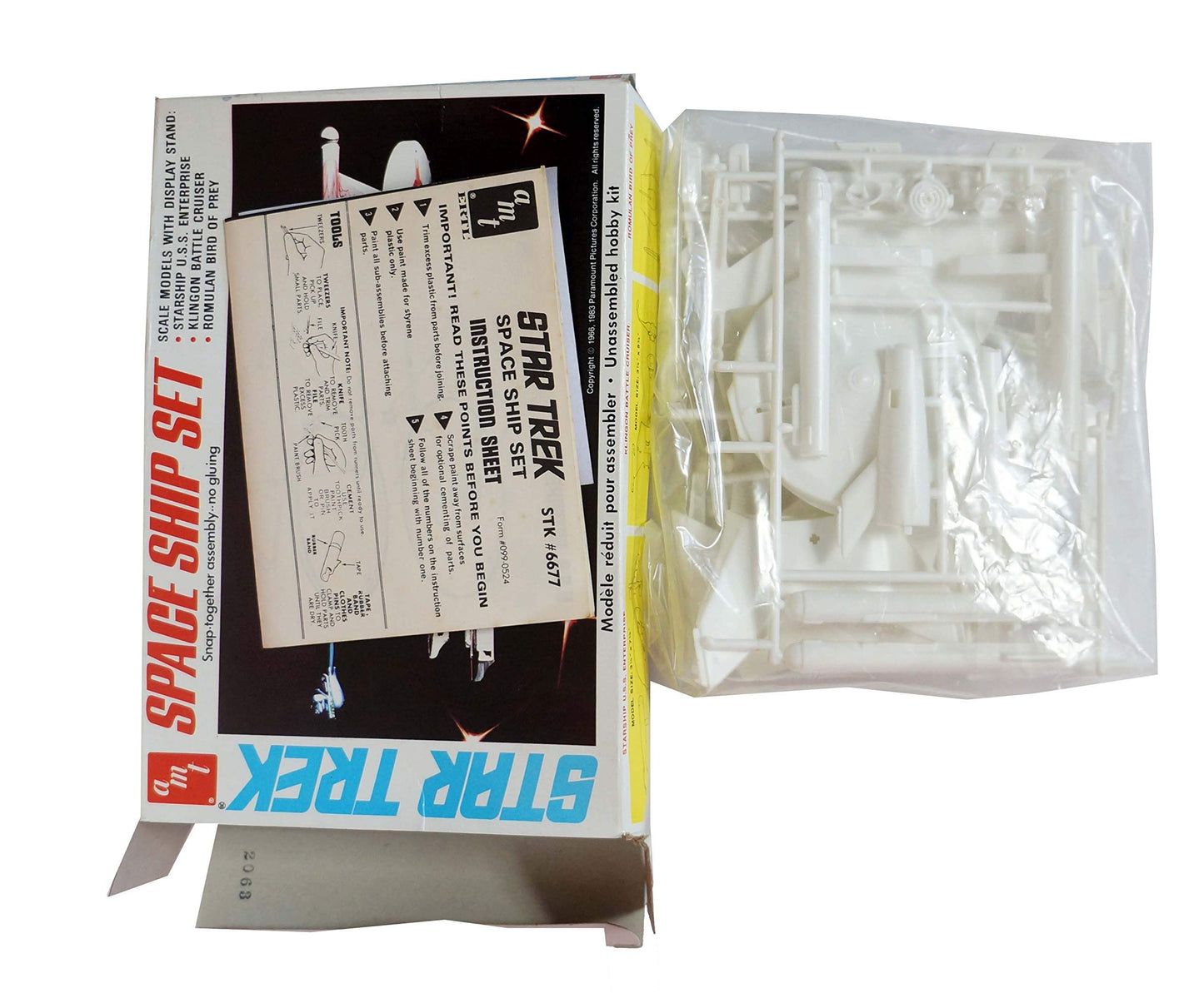 Vintage AMT 1983 Star Trek Snap Together Space Ship Model Set - 3 x Scale Models With Display Stand