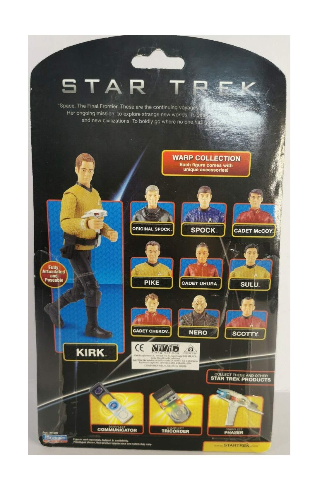 Star Trek Warp Collection Cadet Chekov Action Figure With Utility Belt, Phaser, Communicator and Data Tablet - Brand New Factory Sealed Shop Stock Room Find