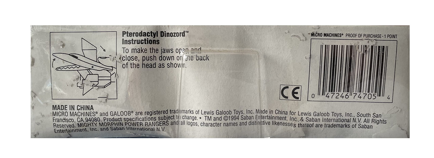 Vintage 1994 Mighty Morphin Power Rangers Micro Machines Miniature The Pink Ranger Set No. 5 - Includes The Pink Ranger Figure, Kimberly Figure, Pterodactyl Dinozord and The Triceratops Battle Bike With The Blue Ranger - Unsold Shop Stock Room Find