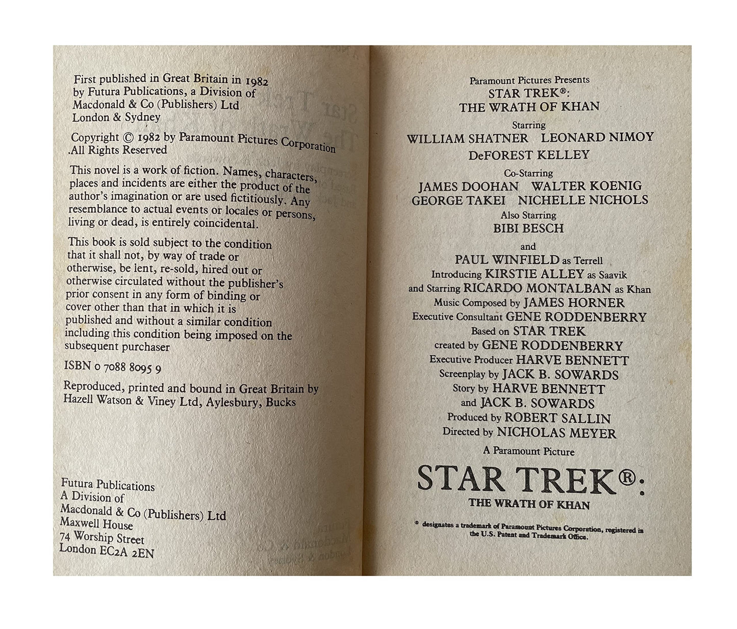 Vintage 1982 - Star Trek The Wrath Of Khan Paperback Novel Of The Blockbuster Movie By Vonda N. Mcintyre