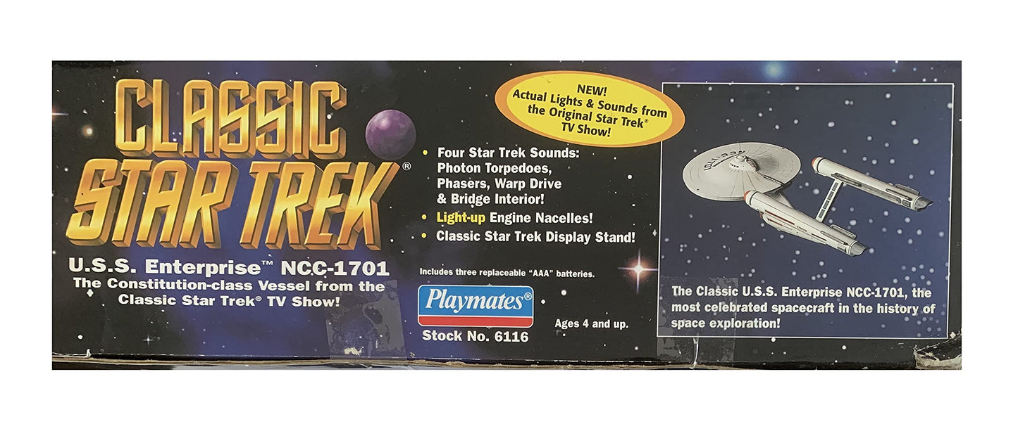 Vintage Playmates 1995 Classic Star Trek Collectors Series Electronic Starship Enterprise NCC-1701 Replica Star Ship - Shop Stock Room Find