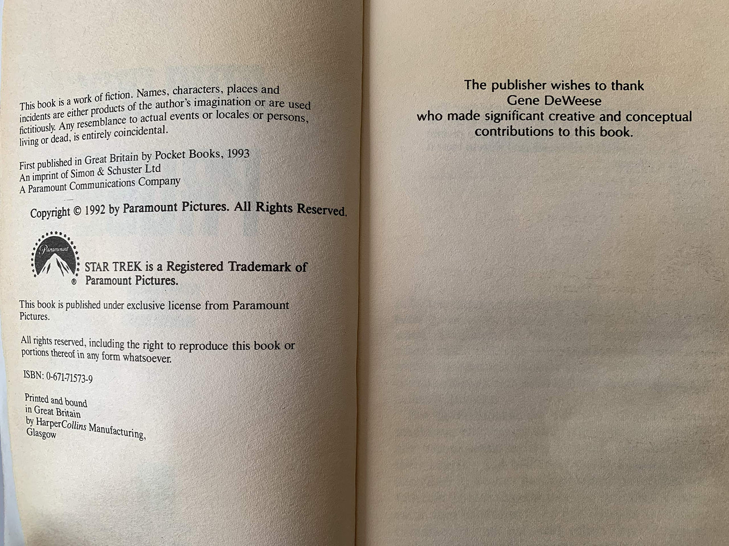 Vintage Star Trek 1993 Probe Paperback Book Novel By Margaret Wander Bonanno