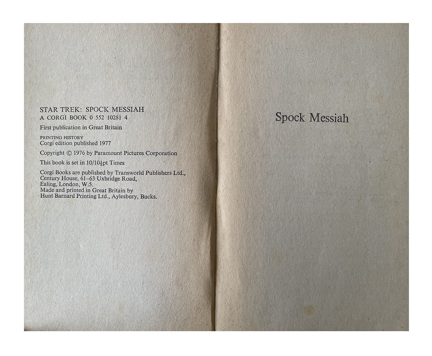 Vintage 1977 A New Star Trek Novel - Spock Messiah - Paperback Book - By Theodore R. Cogswell And Charles A. Spano