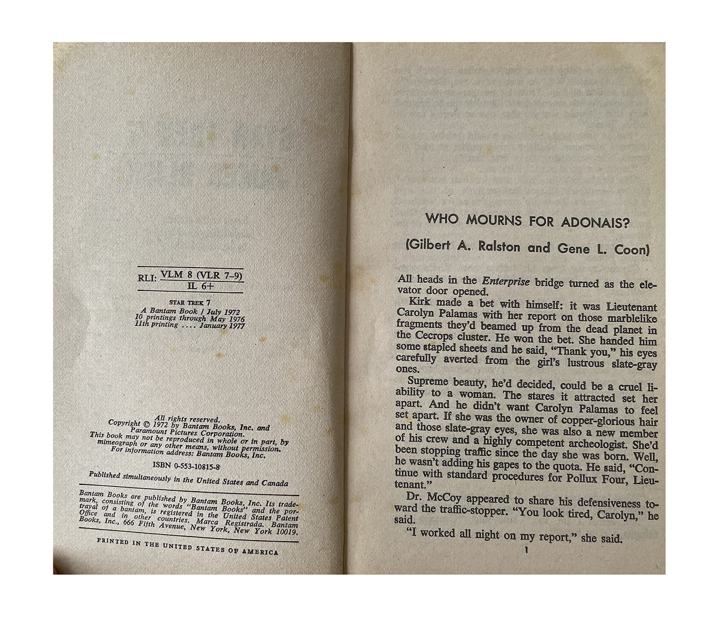 Vintage 1977 Star Trek 7 - Adapted From The Original Television Series - Paperback Book - By James Blish