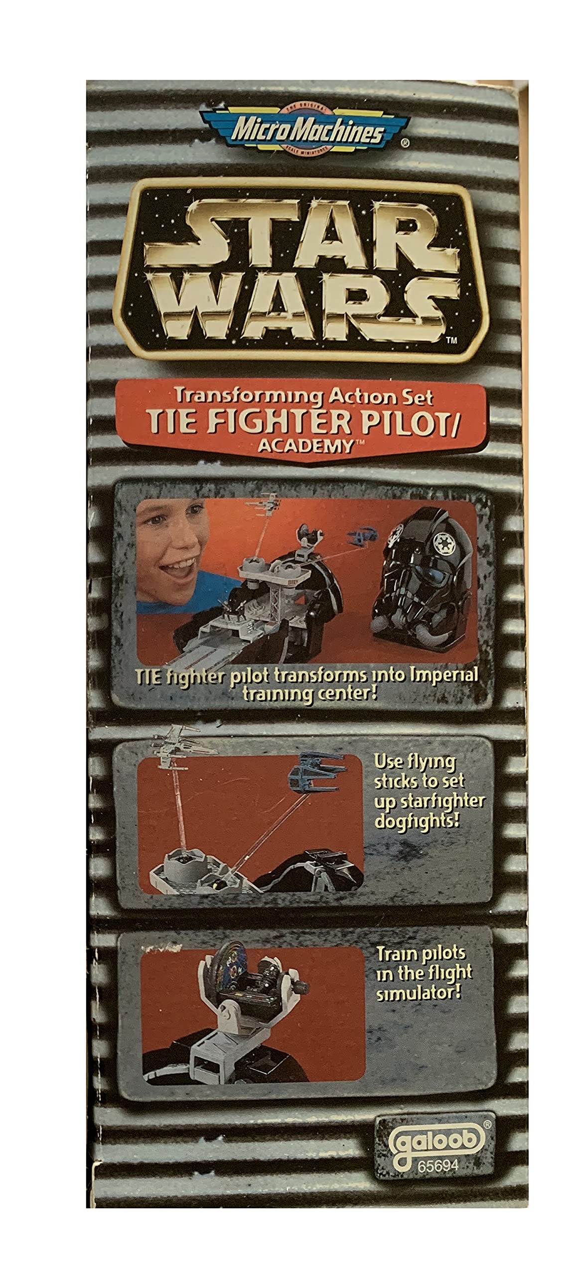Vintage Star Wars Micro Machines Imperial Tie Fighter Pilot Head / Imperial Academy Training Center Transforming Action Play Set - Brand New Factory Sealed Shop Stock Room Find