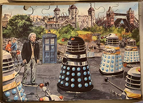 Vintage 1965 Dr Doctor Who And The Daleks Wooden Stand-Up Jigsaw Puzzle - Surrounded Complete With Stands And In The Original Box …