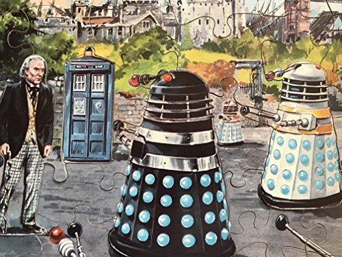 Vintage 1965 Dr Doctor Who And The Daleks Wooden Stand-Up Jigsaw Puzzle - Surrounded Complete With Stands And In The Original Box …