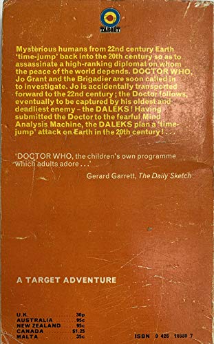 Vintage 1974 Doctor Who And The Day Of The Daleks Target Paperback Novel First Edition By Terrance Dicks. - Very Good Condition