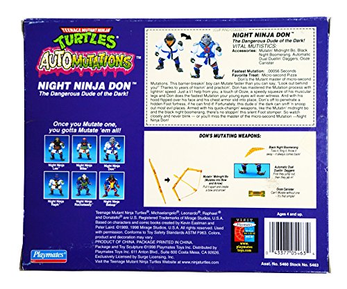 Vintage 1998 Teenage Mutant Ninja Turtles Auto Mutations Night Ninja Don Mutating Action Figure