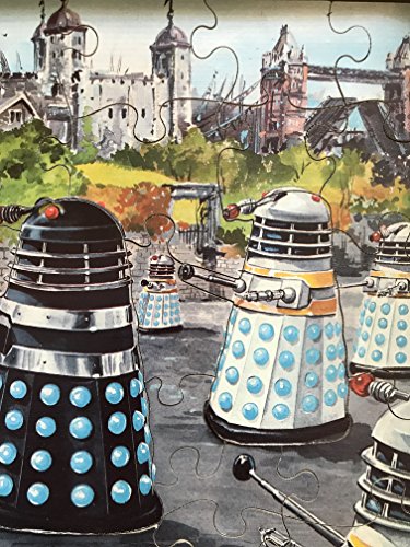 Vintage 1965 Dr Doctor Who And The Daleks Wooden Stand-Up Jigsaw Puzzle - Surrounded Complete With Stands And In The Original Box …