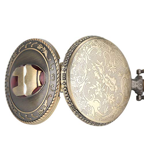 Marvels Iron Man Bronze Novelty Themed Quartz Pocket Watch 45mm Diameter On 32" Inch / 80cm Chain …
