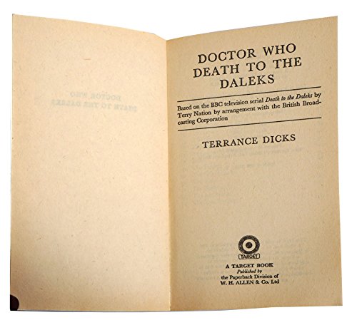 Vintage Doctor Who Death To The Daleks Target Paperback Novel 1980 By Terrance Dicks.