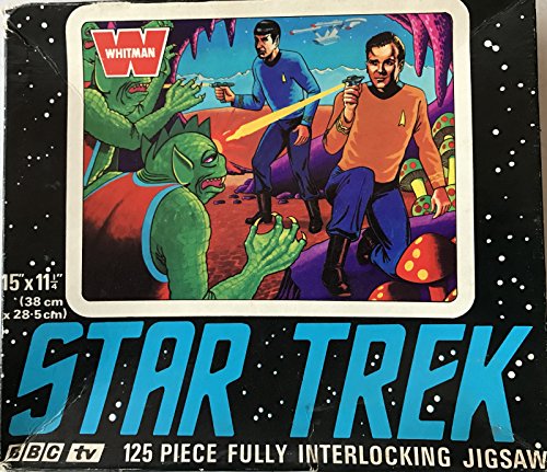 Star Trek Vintage 1973 Whitman 125 Large Piece Fully Interlocking Jigsaw Puzzle Number 7409 Animated Alien Attack With Captain Kirk And Mr Spock - Complete In The Original Box …