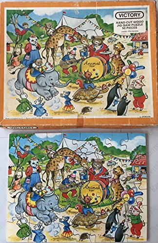 Vintage 1980 Victory Product 50 Piece Hand Cut Wood Jig-Saw Puzzle Animal Pop - Complete & In The Original Box …