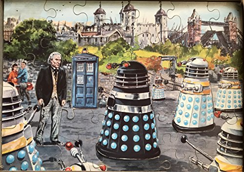 Vintage 1965 Dr Doctor Who And The Daleks Wooden Stand-Up Jigsaw Puzzle - Surrounded Complete With Stands And In The Original Box …