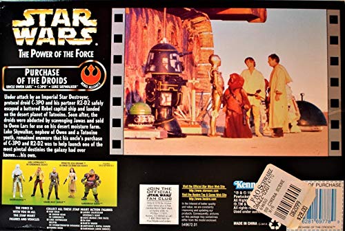 Vintage Kenner 1997 Star Wars The Power Of The Force The Purchase Of The Droids Three Action Figure Set - Uncle Owen Lars, C3PO & Luke Skywalker - Brand New Factory Sealed Shop Stock Room Find