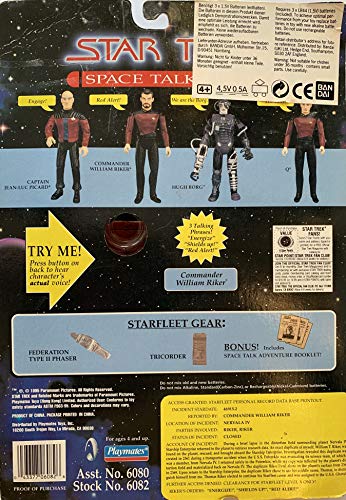 Vintage Playmates 1995 Star Trek The Next Generation Space Talk Series Commander William T Riker Talking Action Figure - Factory Sealed Shop Stock Room Find