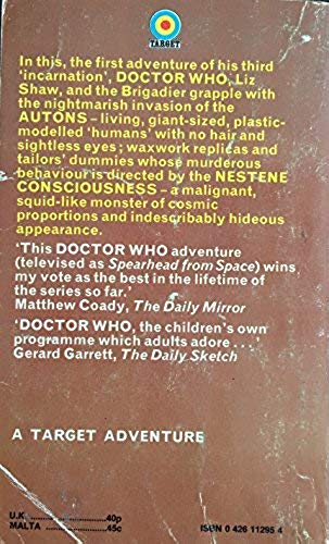 Vintage Target Books 1974 Doctor Dr Who And The Auton Invasion Novelization by Terrance Dicks