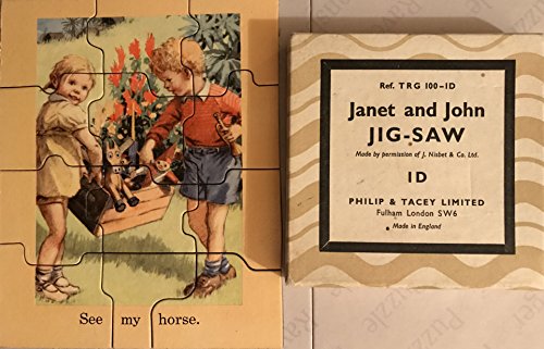 Janet and John Vintage 1950's Philip & Tacey Limited Wood Piece Jig-Saw Puzzle No. TRG 100-1D. See My Horse 100% Complete In The Original Box …