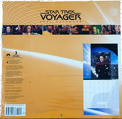 Vintage Pocket Books - Star Trek Voyager Calendar 2001 - Brand New Shop Stock Room Find