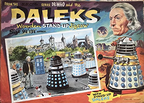 Vintage 1965 Dr Doctor Who And The Daleks Wooden Stand-Up Jigsaw Puzzle - Surrounded Complete With Stands And In The Original Box …