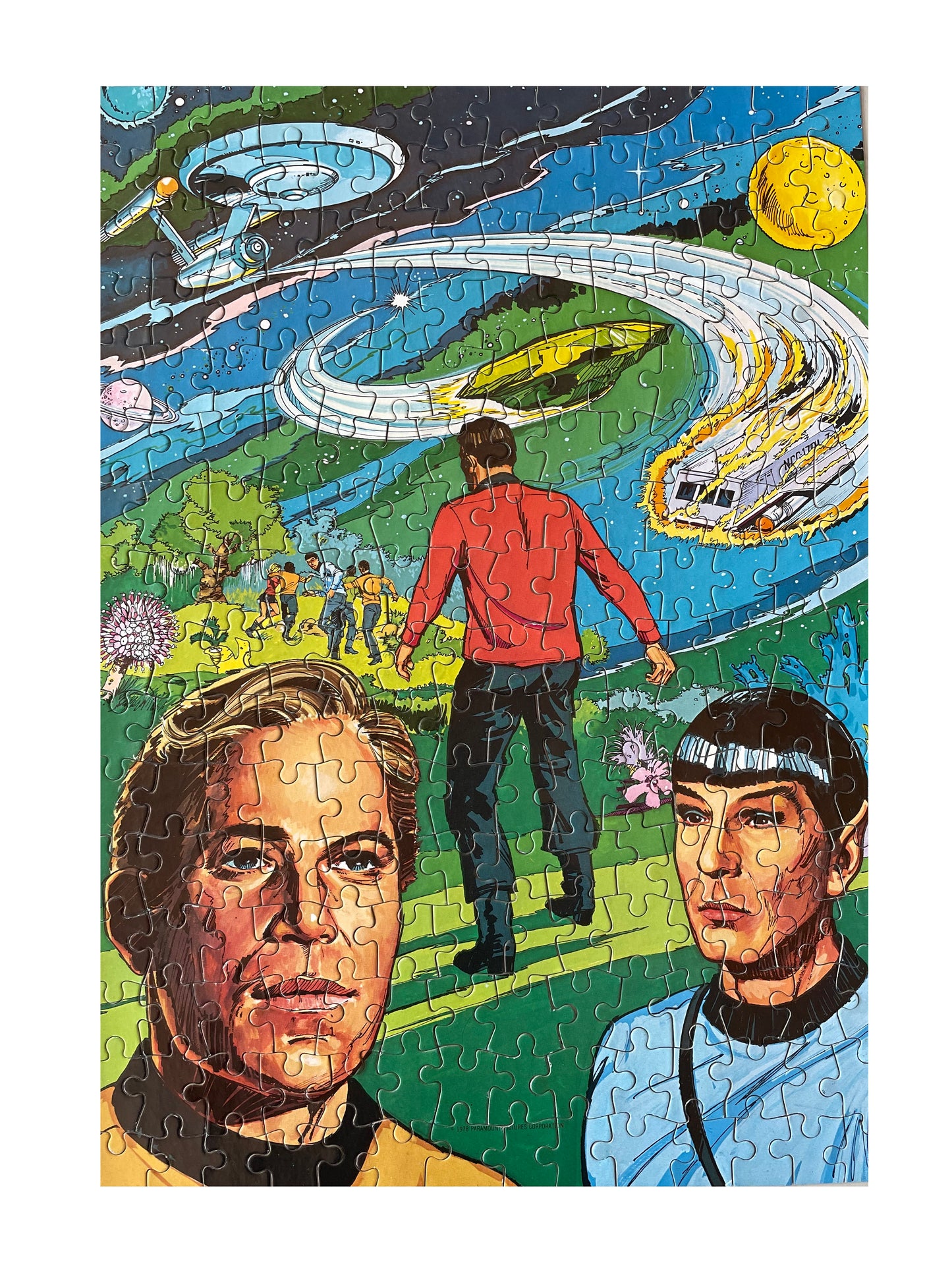Vintage 1979 Whitman Star Trek The Original Series Animated 224 Large Piece Fully Interlocking Jigsaw Puzzle No. 7942 - Landing Party - Complete And In The Original Box