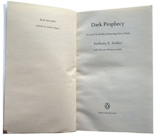 Penguin Books 2010 - Dark Prophecy Paperback Book By Anthony E Zuiker