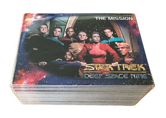 Vintage Sky Box 1993 Star Trek Deep Space Nine The Mission Basic Trading Card Set / Collector Cards 100 Card Base Set Sealed In Pack - Former Shop Stock