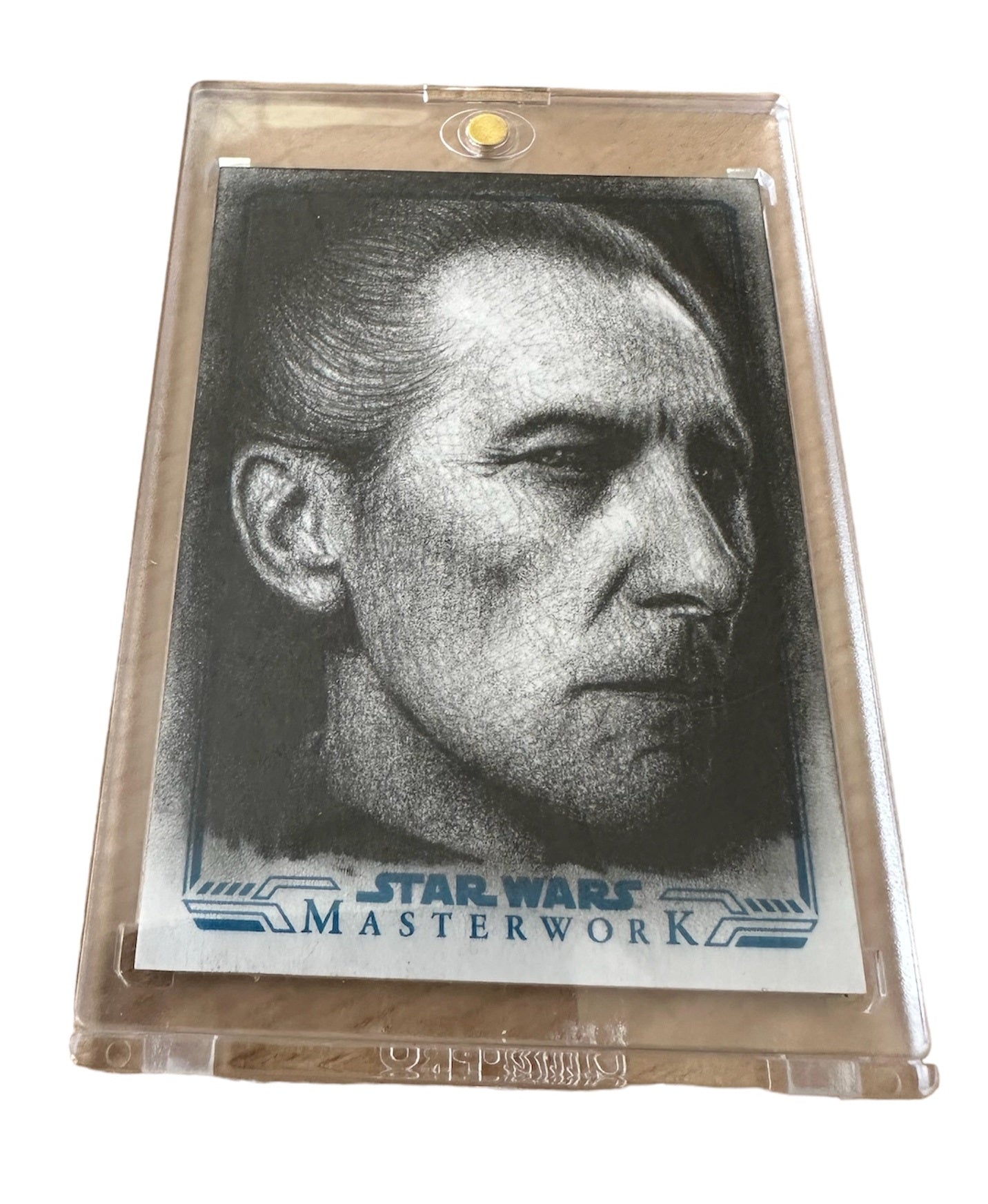 Vintage Topps 2019 Star Wars Masterworks Ultra Ultra Rare Gold Sketch Card - Grand Moff Tarkin AKA Peter Cushion - Autographed By Artist Andrew Fry - In Ultra Pro Case - Former Shop Stock