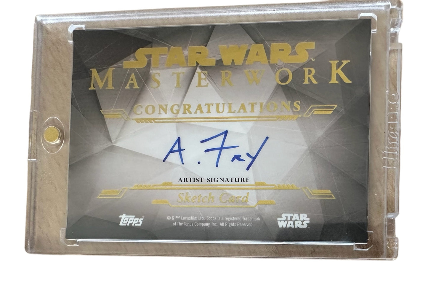 Vintage Topps 2019 Star Wars Masterworks Ultra Ultra Rare Gold Sketch Card - Grand Moff Tarkin AKA Peter Cushion - Autographed By Artist Andrew Fry - In Ultra Pro Case - Former Shop Stock