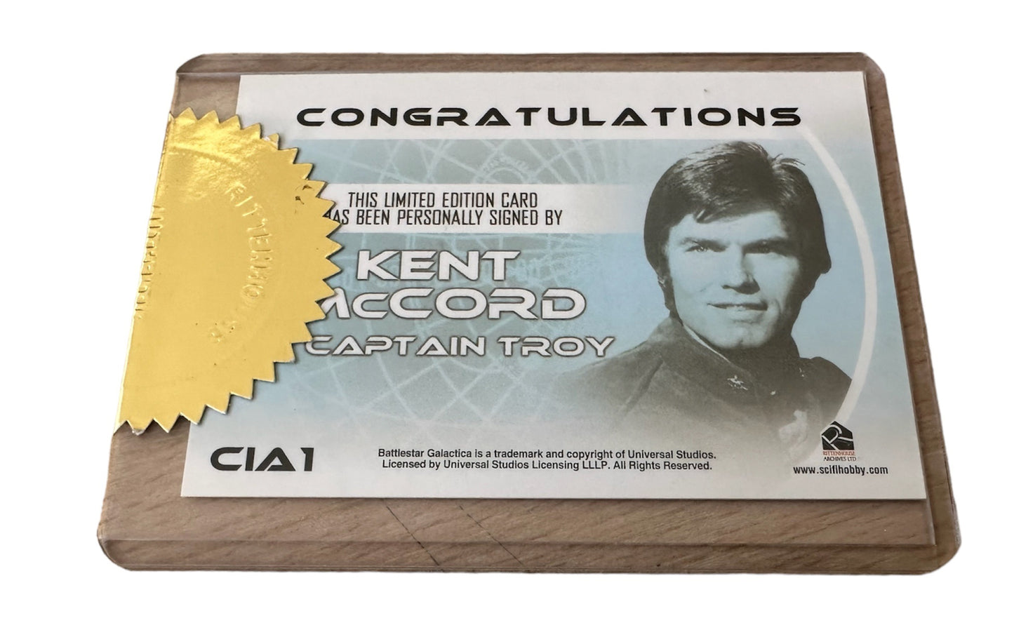 Vintage Rittenhouse 2004 Battlestar Galactica Kent McCord As Captain Troy Case Incentive Autograph Card CIA1 - Sealed In Plastic Wallet - Uptra Rare - Former Shop Stock