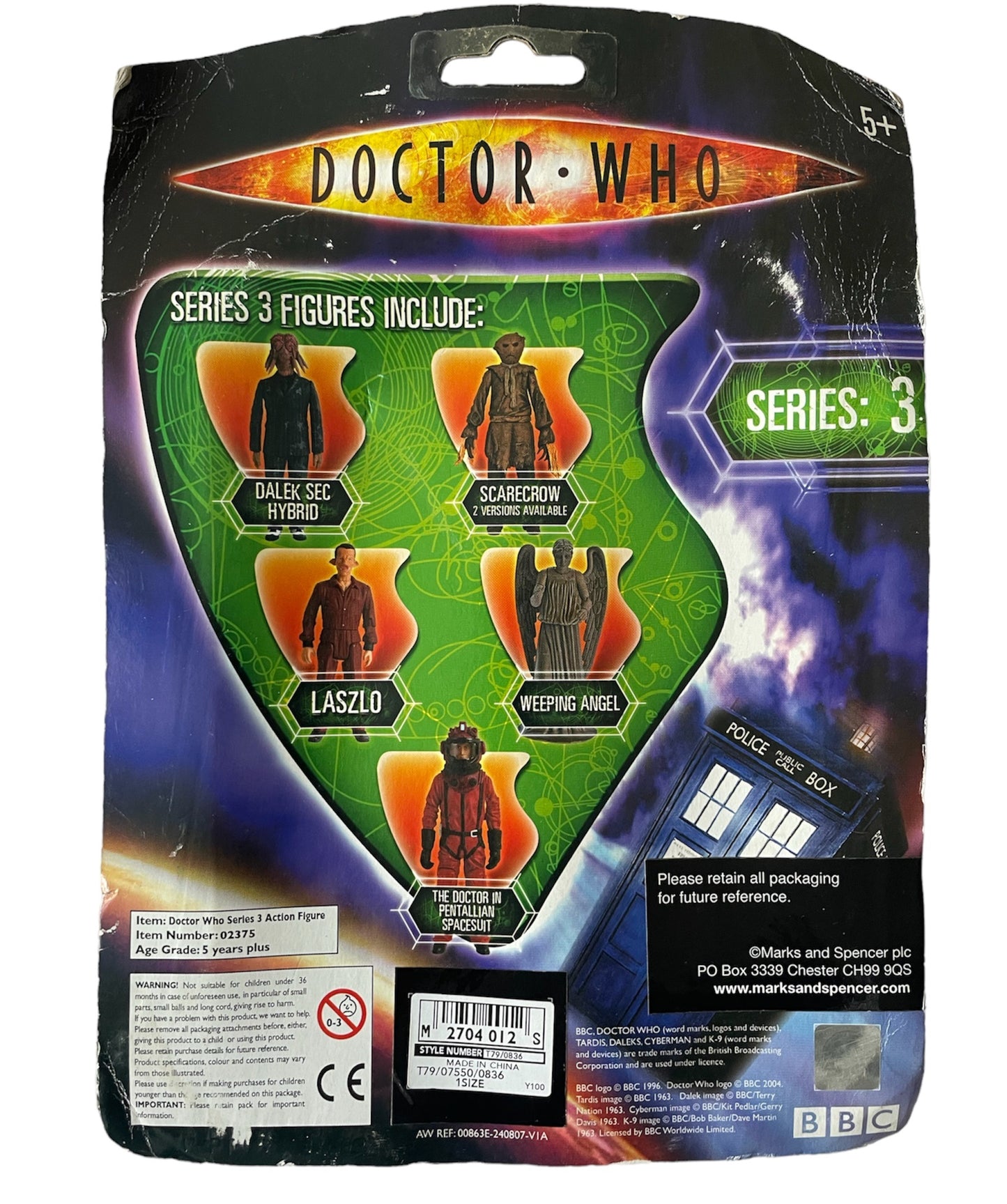 Vintage 2007 Dr Doctor Who Series 3 Daleks Sec Hybrid Highly Detailed Poseable Action Figure - Brand New Factory Sealed Shop Stock Room Find