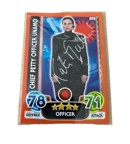 Vintage Topps 2015 Star Wars Force Attax Chief Petty Officer Unamo First Order Officer Card No. 35 Autographed By Actress Kate Fleetwood - Ultra Rare - Former Shop Stock