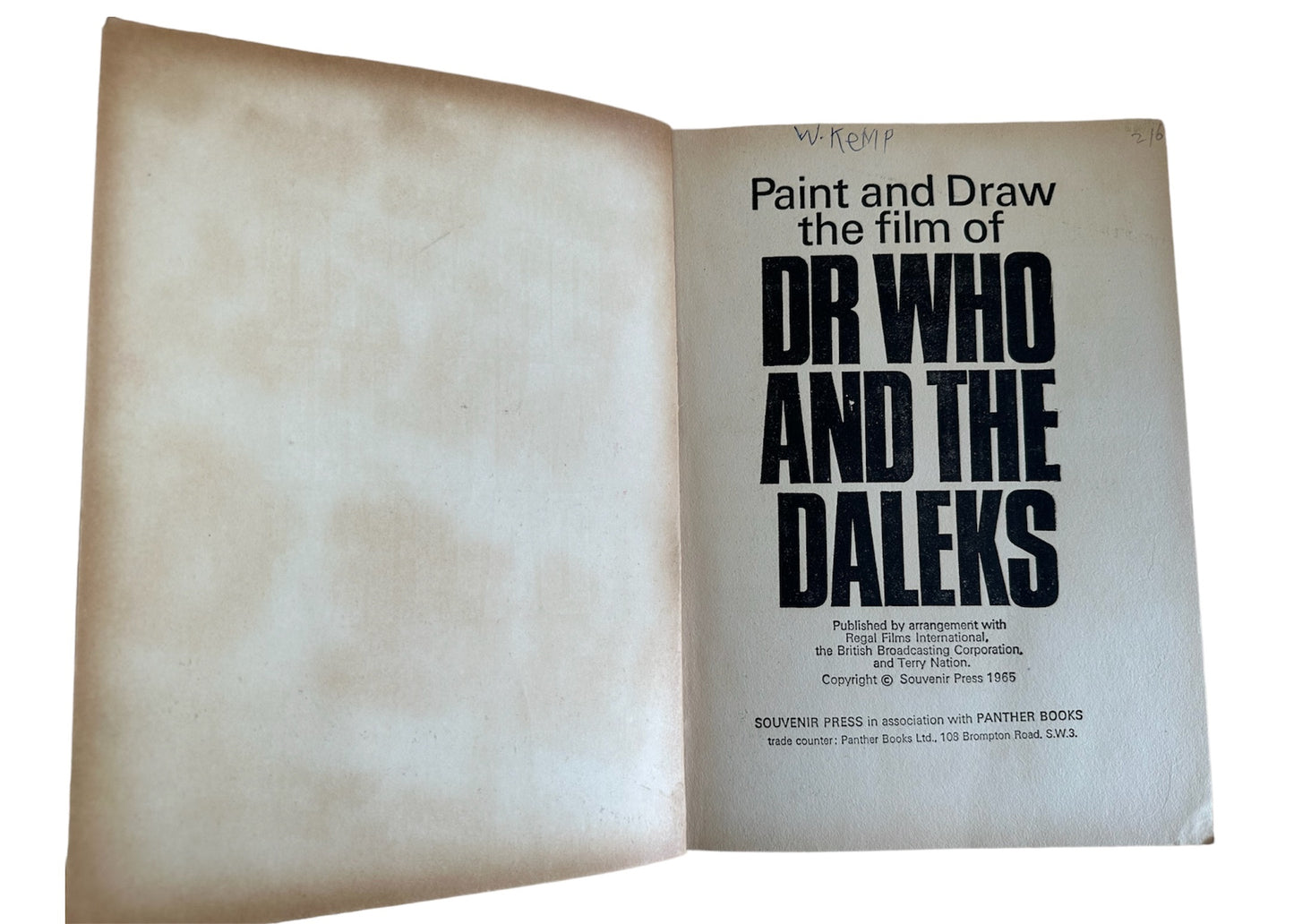 Vintage 1965 Dr Who And The Daleks Paint And Draw The Film Colouring and Activity Book - Fantastic Condition